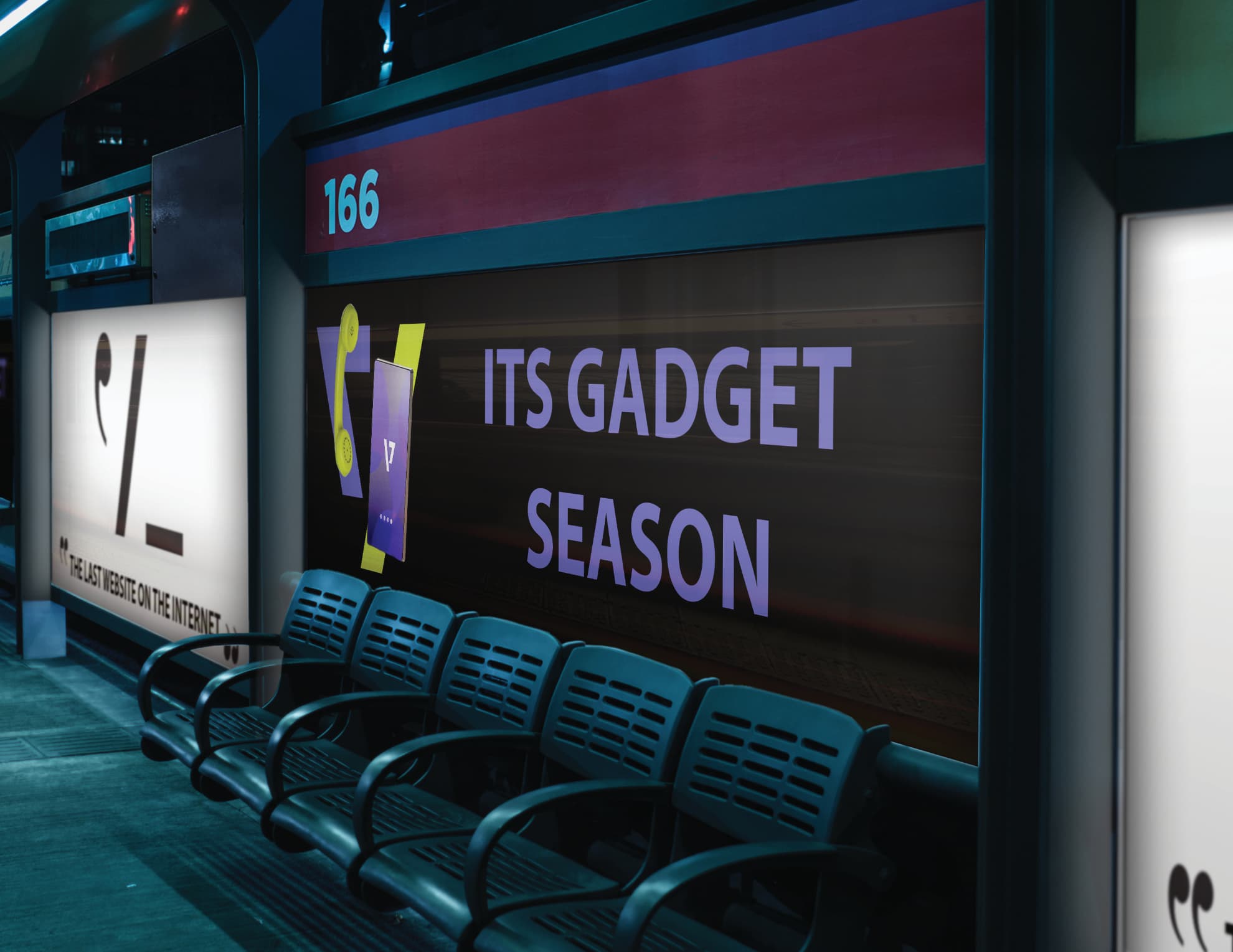 A mockup of billboards using a set of flexible logos and common Verge slogans